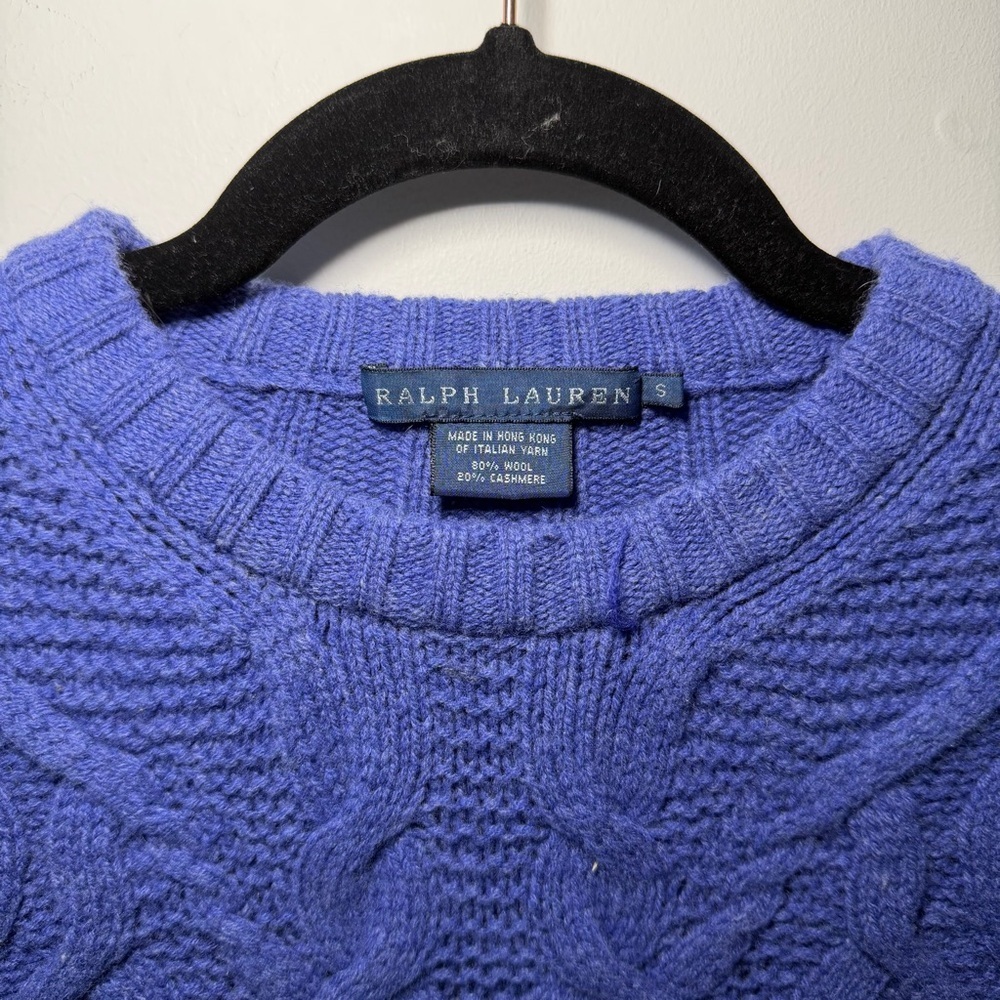 Polo Ralph Lauren women’s Vintage Cable Knit Cashmere Wool Sweater preppy Size S - Picture 4 of 12